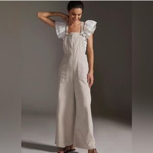 Anthropologie Cream/Tan Jumpsuit Romper – Size L – Worn Once – Sold Out